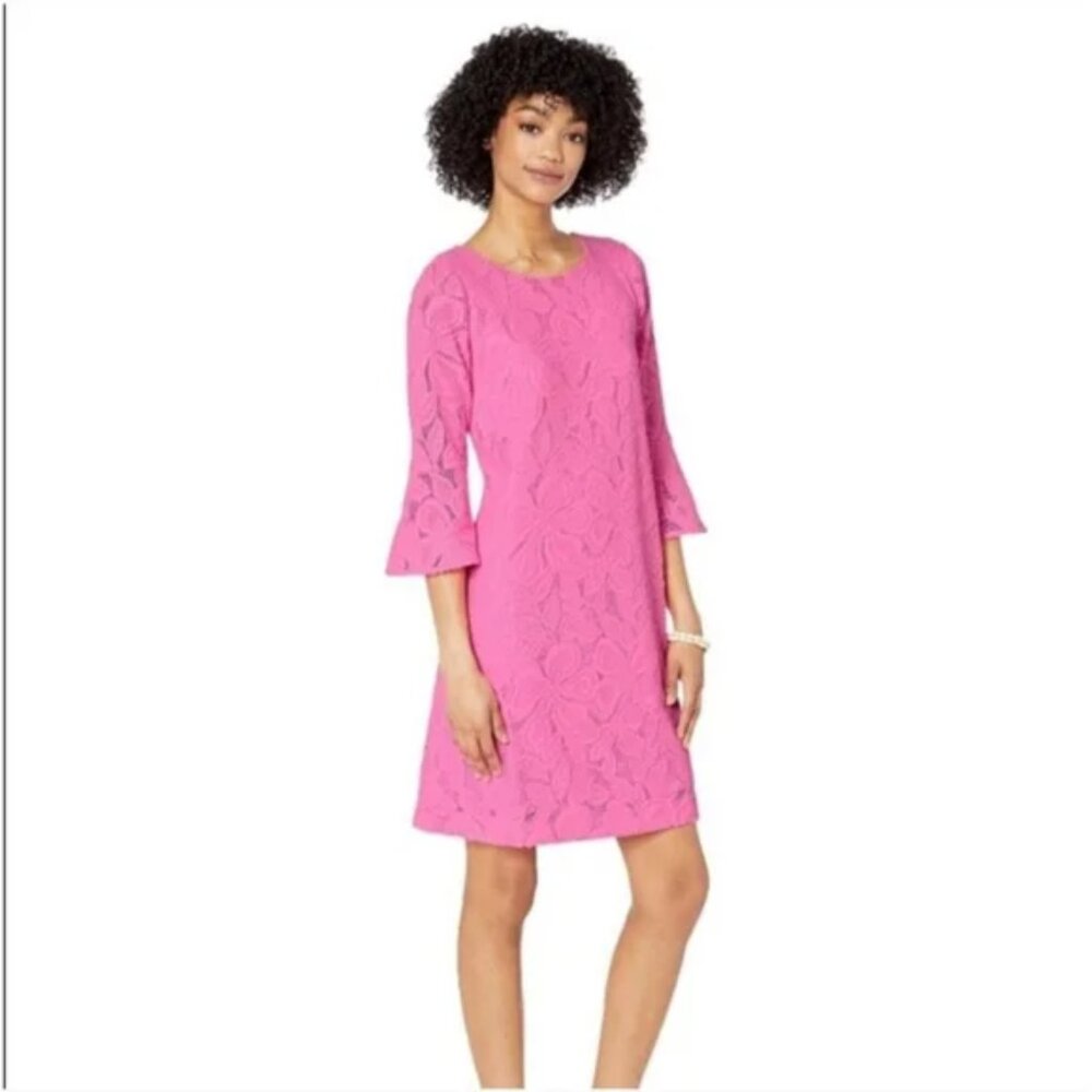 Lilly Pulitzer ophelia lace swing shift dress prosecco pink women XXS cottagecor